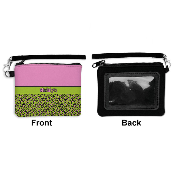 Pink & Lime Green Leopard Wristlet ID Cases - Front & Back