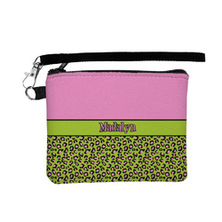 Pink & Lime Green Leopard Wristlet ID Case w/ Name or Text