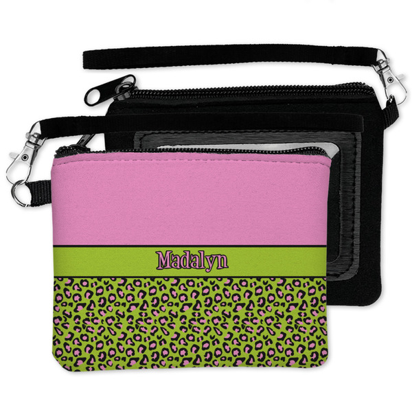 Pink & Lime Green Leopard Wristlet ID Cases - MAIN