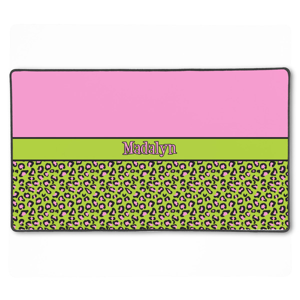 Custom Pink & Lime Green Leopard XXL Gaming Mouse Pad - 24" x 14" (Personalized)