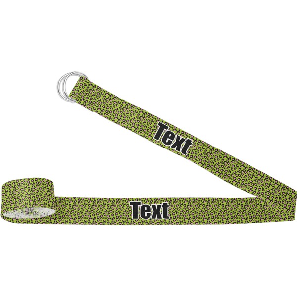 Custom Pink & Lime Green Leopard Yoga Strap (Personalized)