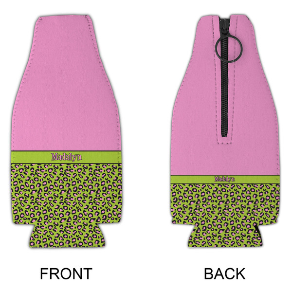 Pink & Lime Green Leopard Zipper Bottle Cooler - APPROVAL
