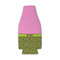 Pink & Lime Green Leopard Zipper Bottle Cooler - Set of 4 - FRONT