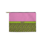 Pink & Lime Green Leopard Zipper Pouch - Small - 8.5"x6" (Personalized)