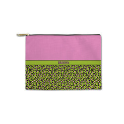 Pink & Lime Green Leopard Zipper Pouch - Small - 8.5"x6" (Personalized)