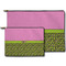 Pink & Lime Green Leopard Zippered Pouches - Size Comparison