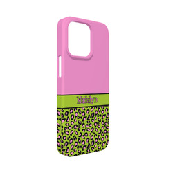 Pink & Lime Green Leopard iPhone Case - Plastic - iPhone 13 Mini (Personalized)