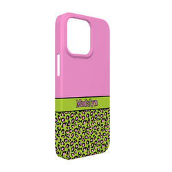 Pink & Lime Green Leopard iPhone Case - Plastic - iPhone 13 Pro (Personalized)