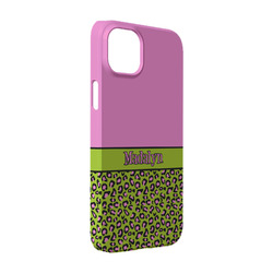 Pink & Lime Green Leopard iPhone Case - Plastic - iPhone 14 (Personalized)