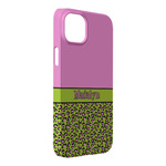 Pink & Lime Green Leopard iPhone Case - Plastic - iPhone 14 Plus (Personalized)