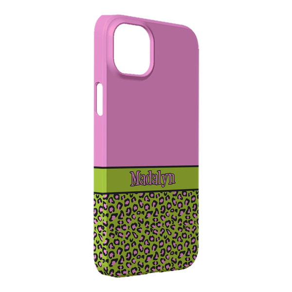 Custom Pink & Lime Green Leopard iPhone Case - Plastic - iPhone 14 Pro Max (Personalized)