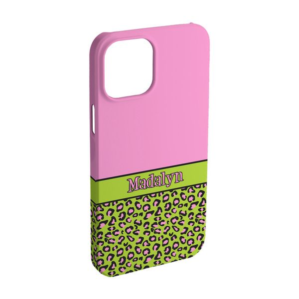 Custom Pink & Lime Green Leopard iPhone Case - Plastic - iPhone 15 (Personalized)
