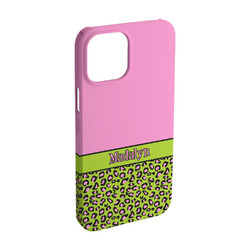 Pink & Lime Green Leopard iPhone Case - Plastic - iPhone 15 Pro (Personalized)