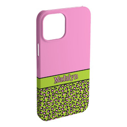 Pink & Lime Green Leopard iPhone Case - Plastic - iPhone 15 Pro Max (Personalized)