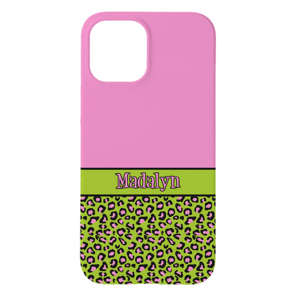 Pink & Lime Green Leopard iPhone 15 Pro Max Case - Back