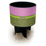 Pink & Lime Green Leopard Black Beach Spiker Drink Holder (Personalized)