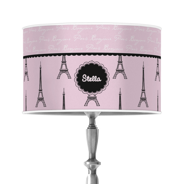 Custom Paris & Eiffel Tower 12" Drum Lamp Shade - Poly-film (Personalized)