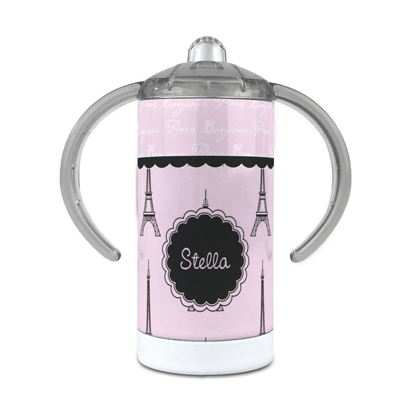 Custom Paris & Eiffel Tower 12 oz Stainless Steel Sippy Cup (Personalized)