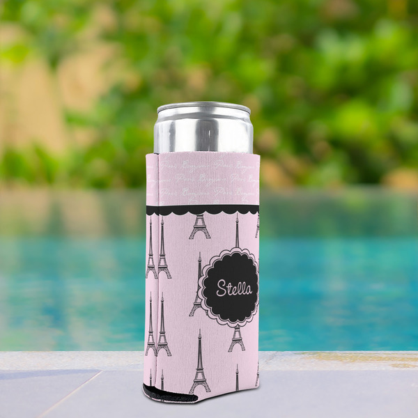 Paris & Eiffel Tower Can Cooler - Tall 12oz - In Context
