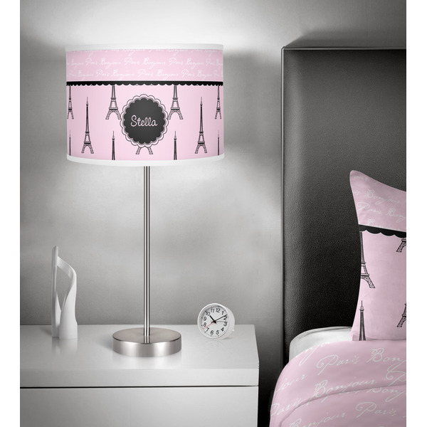 Paris & Eiffel Tower 13 inch drum lamp shade - in room