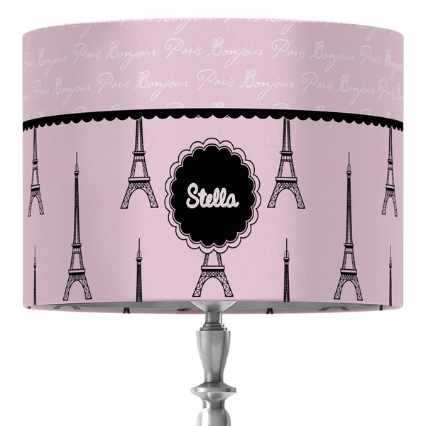 Custom Paris & Eiffel Tower 16" Drum Lamp Shade - Fabric (Personalized)