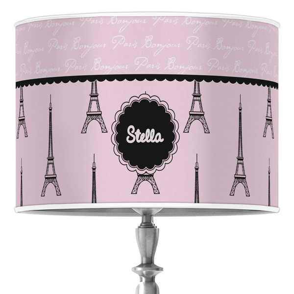 Custom Paris & Eiffel Tower 16" Drum Lamp Shade - Poly-film (Personalized)