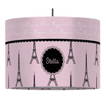 Paris & Eiffel Tower 16" Drum Pendant Lamp - Fabric (Personalized)