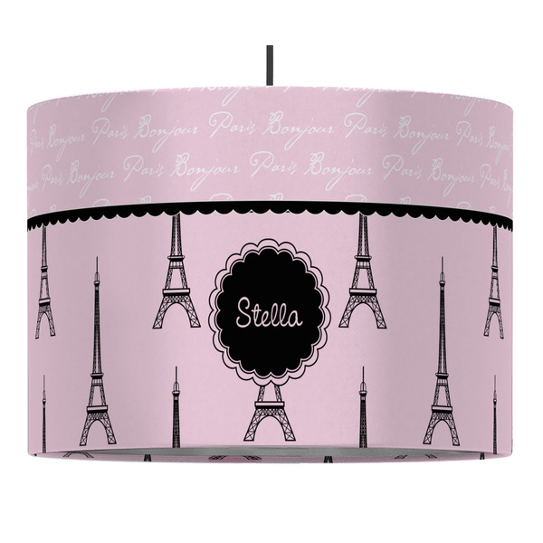 Custom Paris & Eiffel Tower 16" Drum Pendant Lamp - Fabric (Personalized)