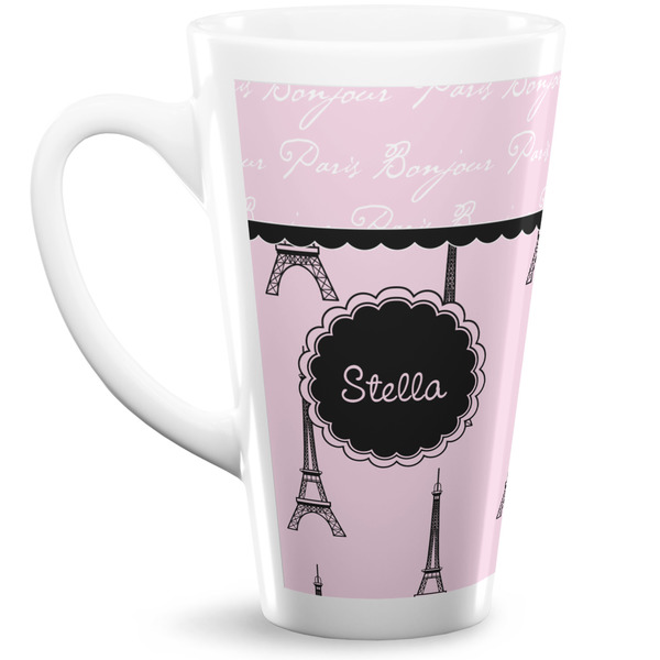 Custom Paris & Eiffel Tower 16 Oz Latte Mug (Personalized)