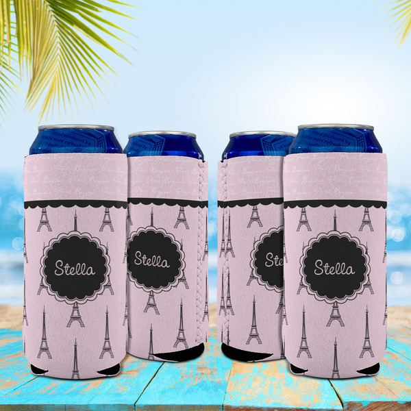 Paris & Eiffel Tower 16oz Can Sleeve - Set of 4 - LIFESTYLE