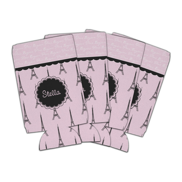 Custom Paris & Eiffel Tower Can Cooler (16 oz) - Set of 4 (Personalized)