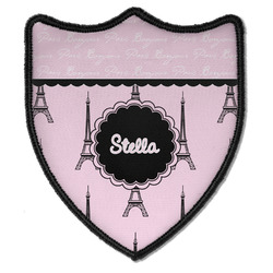 Paris & Eiffel Tower Iron On Shield Patch B w/ Name or Text