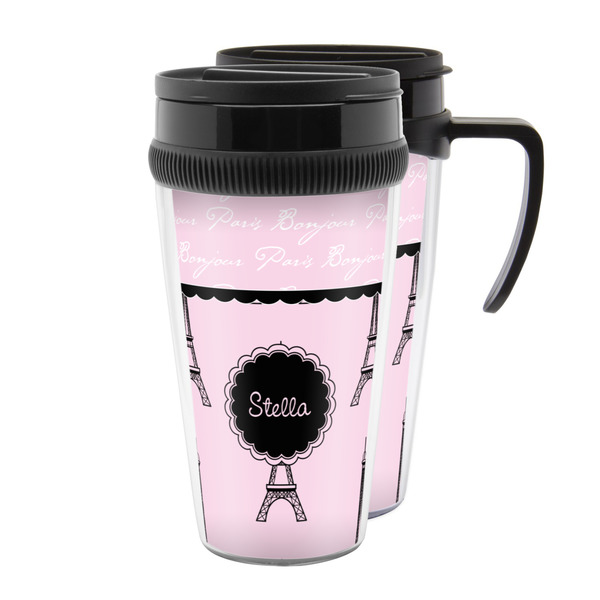 Custom Paris & Eiffel Tower Acrylic Travel Mug (Personalized)