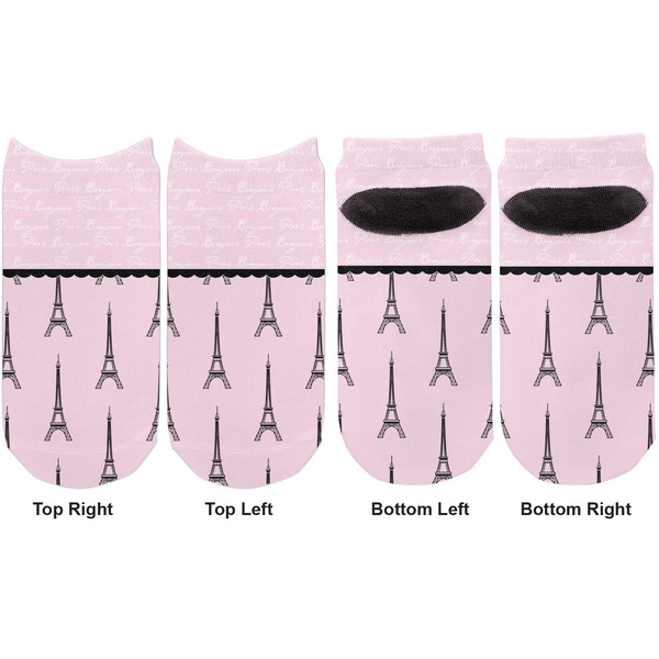 Paris & Eiffel Tower Adult Ankle Socks - Double Pair - Front and Back - Apvl