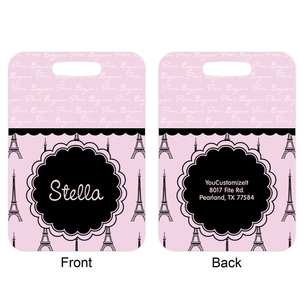 Paris & Eiffel Tower Aluminum Luggage Tag (Front + Back)