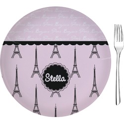 Paris & Eiffel Tower 8" Glass Appetizer / Dessert Plates - Single or Set (Personalized)