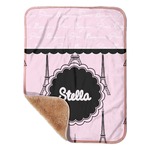 Paris & Eiffel Tower Sherpa Baby Blanket - 30" x 40" w/ Name or Text