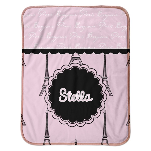 Paris & Eiffel Tower Baby Sherpa Blanket - Flat
