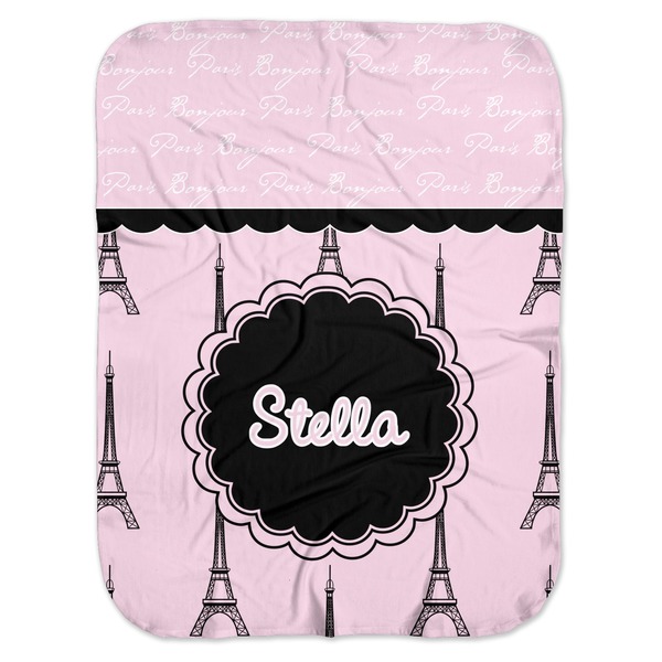 Custom Paris & Eiffel Tower Baby Swaddling Blanket (Personalized)