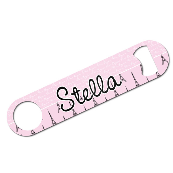 Custom Paris & Eiffel Tower Bar Bottle Opener - White w/ Name or Text