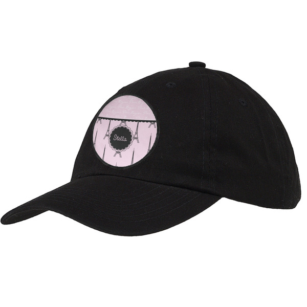Custom Paris & Eiffel Tower Baseball Cap - Black (Personalized)