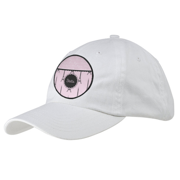 Custom Paris & Eiffel Tower Baseball Cap - White (Personalized)
