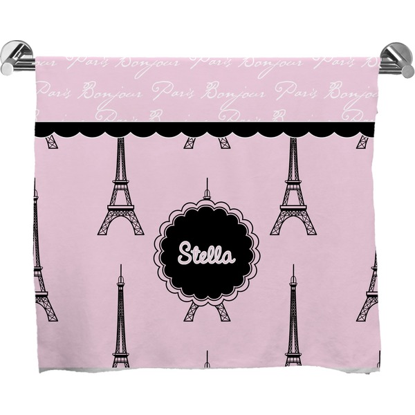Custom Paris & Eiffel Tower Bath Towel (Personalized)