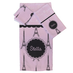 Paris & Eiffel Tower Bath Towel Set - 3 Pcs (Personalized)