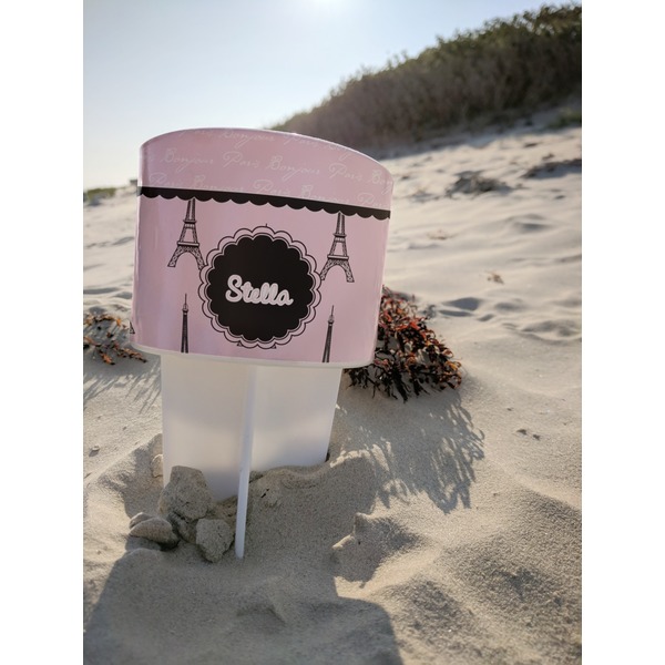 Paris & Eiffel Tower Beach Spiker white on beach with sand