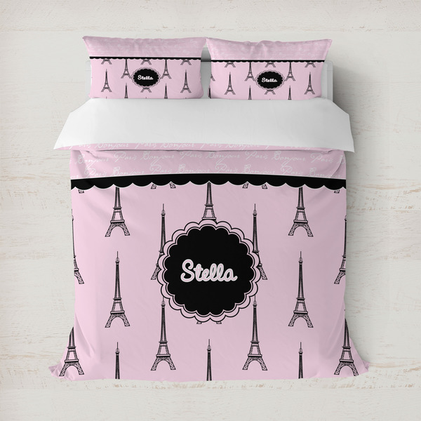 Custom Paris & Eiffel Tower Duvet Cover (Personalized)