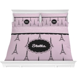 Paris & Eiffel Tower Comforter Set - King (Personalized)
