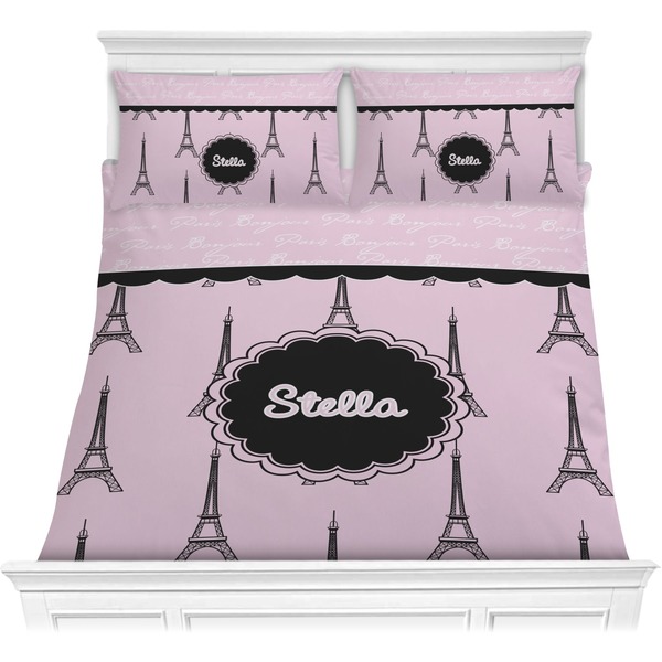 Custom Paris & Eiffel Tower Comforter Set - Full / Queen (Personalized)