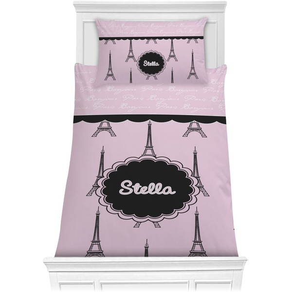Custom Paris & Eiffel Tower Comforter Set - Twin (Personalized)