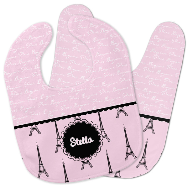 Custom Paris & Eiffel Tower Baby Bib w/ Name or Text